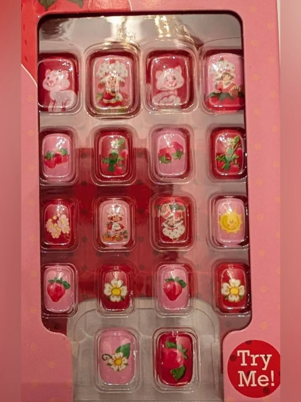 Strawberry Shortcake Press-On Nails 18 —Count Pink Strawberry Design Brand New - Picture 4 of 4